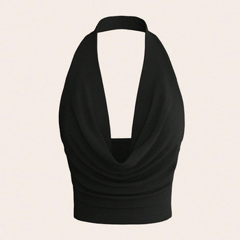 Тръбест потник, силует слим, супер къса дължина, едноцветен модел, полиестер със спандекс, висока еластичност