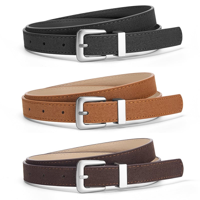 Γυναικεία ζώνη από PU δέρμα για τζίν, αγκράφα από κράμα, κούμπωμα με πιν, λεπτό πλάτος (<2 εκ), μάρκα Noah