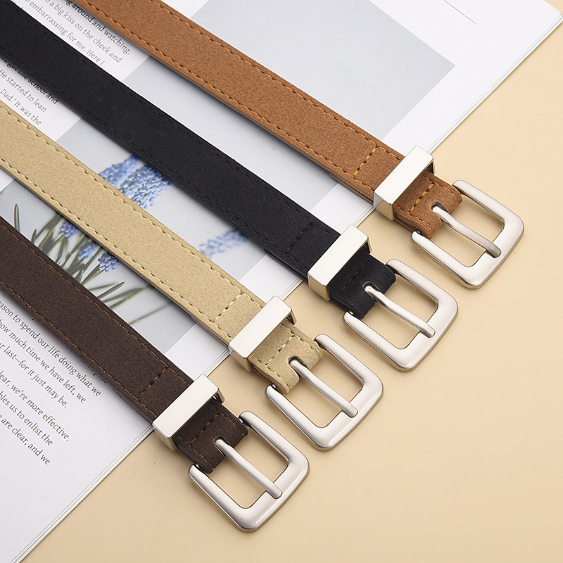 Γυναικεία ζώνη από PU δέρμα για τζίν, αγκράφα από κράμα, κούμπωμα με πιν, λεπτό πλάτος (<2 εκ), μάρκα Noah