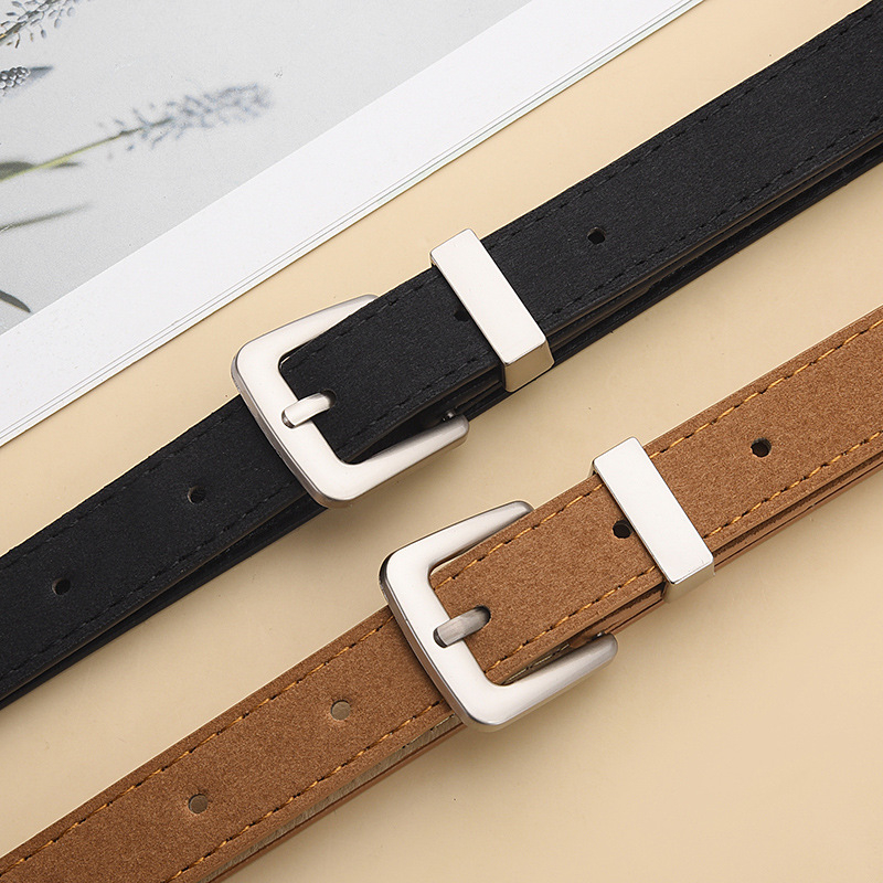 Γυναικεία ζώνη από PU δέρμα για τζίν, αγκράφα από κράμα, κούμπωμα με πιν, λεπτό πλάτος (<2 εκ), μάρκα Noah