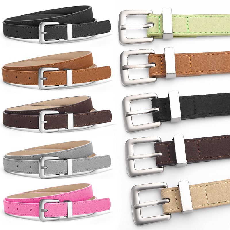 Γυναικεία ζώνη από PU δέρμα για τζίν, αγκράφα από κράμα, κούμπωμα με πιν, λεπτό πλάτος (<2 εκ), μάρκα Noah