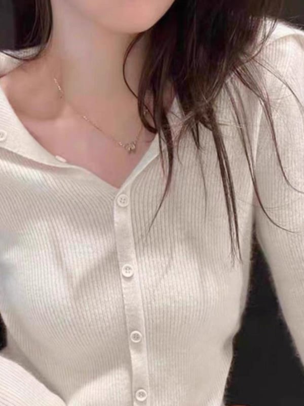 Кардиган с яка, дълги ръкави, вълна 95%+, тесен силует, Зима 2025