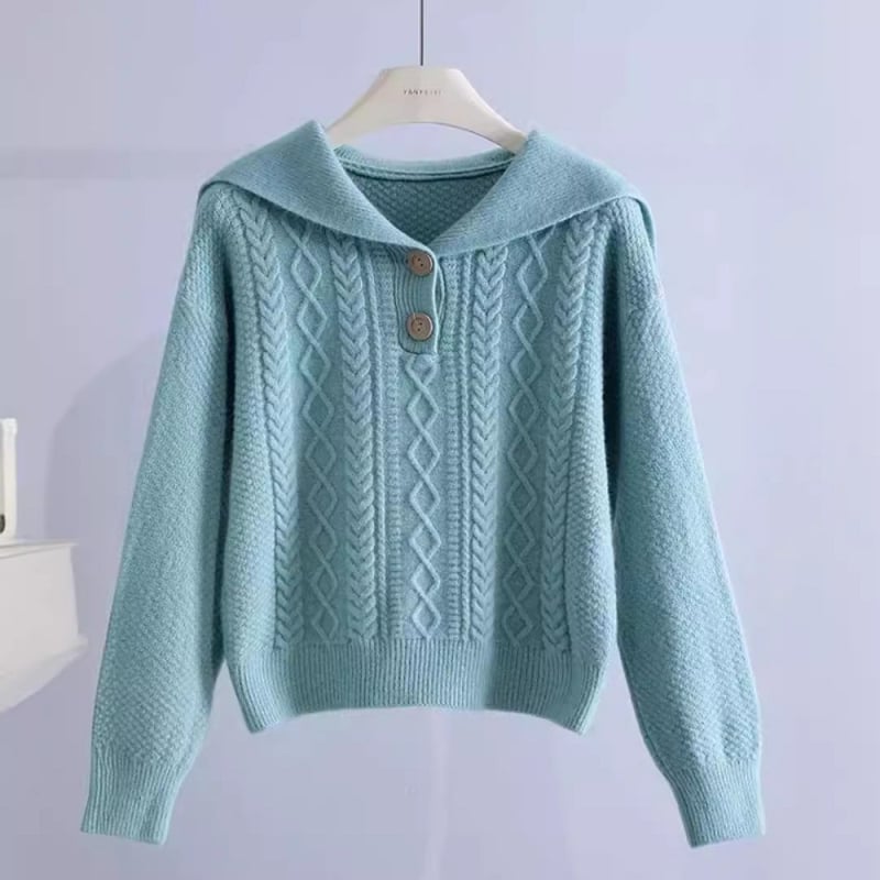 Ženski pleteni džemper s ovratnikom, slobodnog kroja, dugi rukavi, dizajn koláže/spajanja, japansko-korejski casual stil, glavni materijal akril, sadržaj 30–50%, jesen 2024