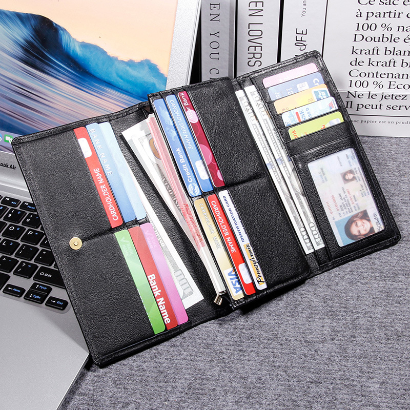 Ανδρικό μακρύ πορτοφόλι από γνήσιο δέρμα κορυφαίας ποιότητας, με αντι-κλοπή, αδιάβροχο, ultra-light – στιλ επιχειρηματικής μετακίνησης