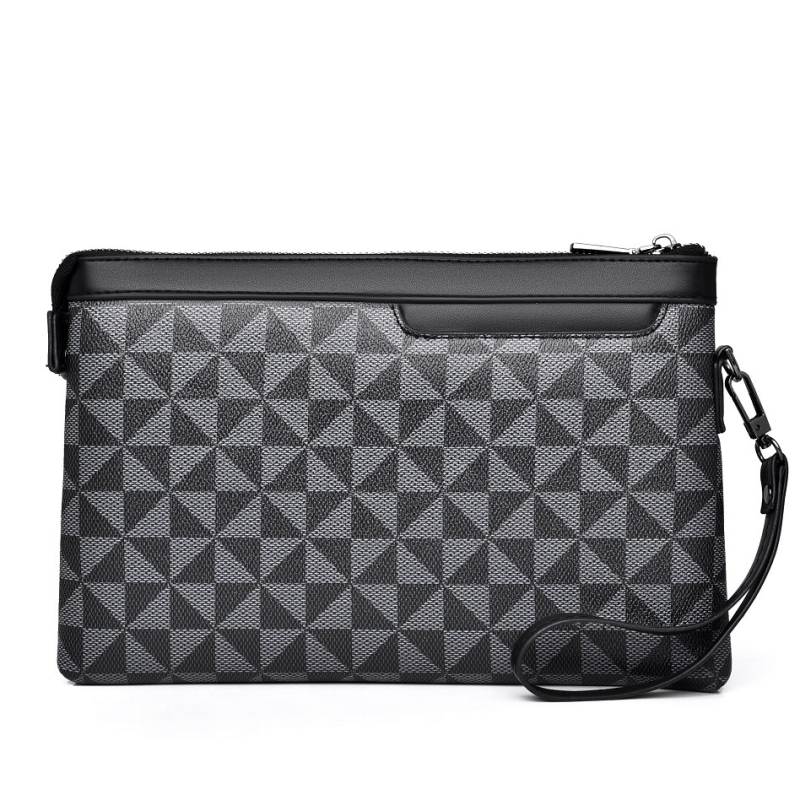 Muška poslovna clutch torbica sa zatvaračem na zip, velika kapaciteta, PVC, geometrijski uzorak
