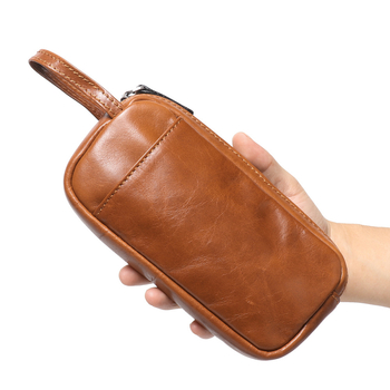 Muški kožni clutch u retro stilu, koža prvog sloja teleće, velik kapacitet, dugi novčanik, platnena podstava