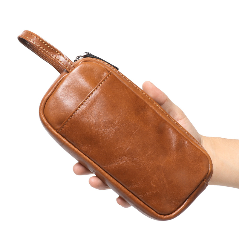 Muški kožni clutch u retro stilu, koža prvog sloja teleće, velik kapacitet, dugi novčanik, platnena podstava