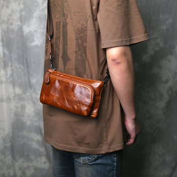 Muška kožna clutch torba - retro stil, prava koža, prvi sloj teleće kože, poliester podstava