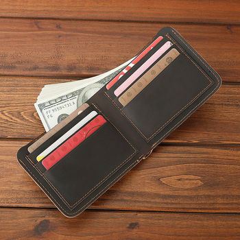 Ανδρικό πορτοφόλι από γνήσιο δέρμα, κορυφαίας στρώσης βοδινού δέρματος, διπλής φύλλας, μονόχρωμο, επένδυση από δέρμα βοδινού