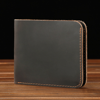Ανδρικό πορτοφόλι από γνήσιο δέρμα, κορυφαίας στρώσης βοδινού δέρματος, διπλής φύλλας, μονόχρωμο, επένδυση από δέρμα βοδινού
