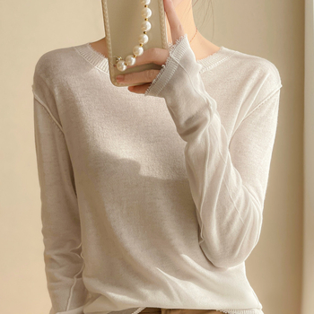 Pleteni pulover od vunene smjese s fleece rubom, okrugli izrez, dugi rukavi, udoban kroj, gradski stil