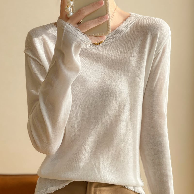 Pleteni pulover od vunene smjese s fleece rubom, okrugli izrez, dugi rukavi, udoban kroj, gradski stil