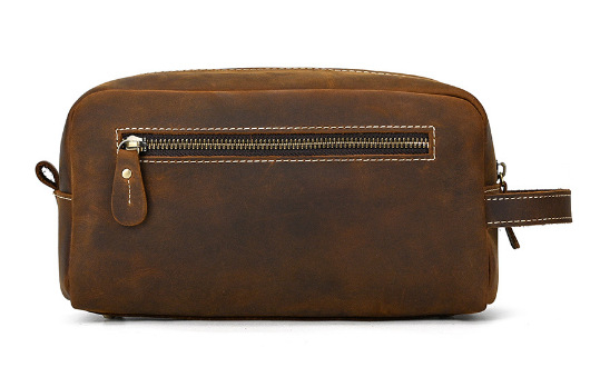 Clutch masculin din piele naturală, piele de primă selecție, finisaj Crazy Horse, model uni, căptușeală poliester-bumbac