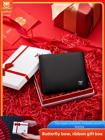 Portofel din piele naturală – bi-fold, unisex, piele de vițel prim-strat, antibacterian