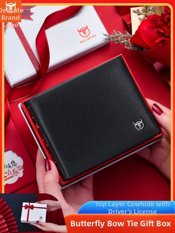 Portofel din piele naturală – bi-fold, unisex, piele de vițel prim-strat, antibacterian