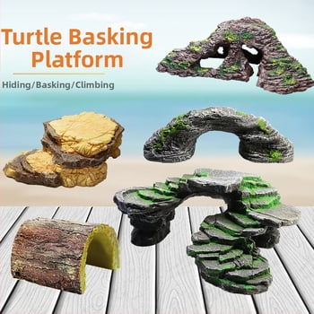 Platforma na slnenie želvy s plávajúcim ostrovom – živica, dekoratívny kameň pre akvárium, suchá krajina, zlepšenie priestorového vnímania
