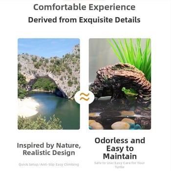 Platforma na slnenie želvy s plávajúcim ostrovom – živica, dekoratívny kameň pre akvárium, suchá krajina, zlepšenie priestorového vnímania