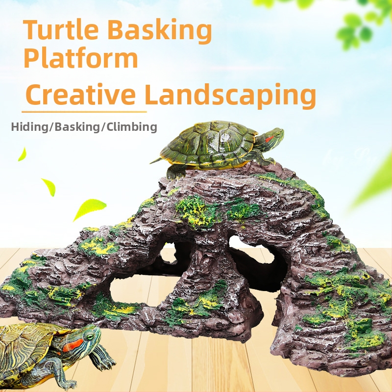 Platforma na slnenie želvy s plávajúcim ostrovom – živica, dekoratívny kameň pre akvárium, suchá krajina, zlepšenie priestorového vnímania