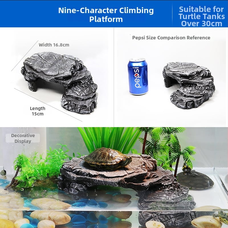 Platforma na slnenie želvy s plávajúcim ostrovom – živica, dekoratívny kameň pre akvárium, suchá krajina, zlepšenie priestorového vnímania