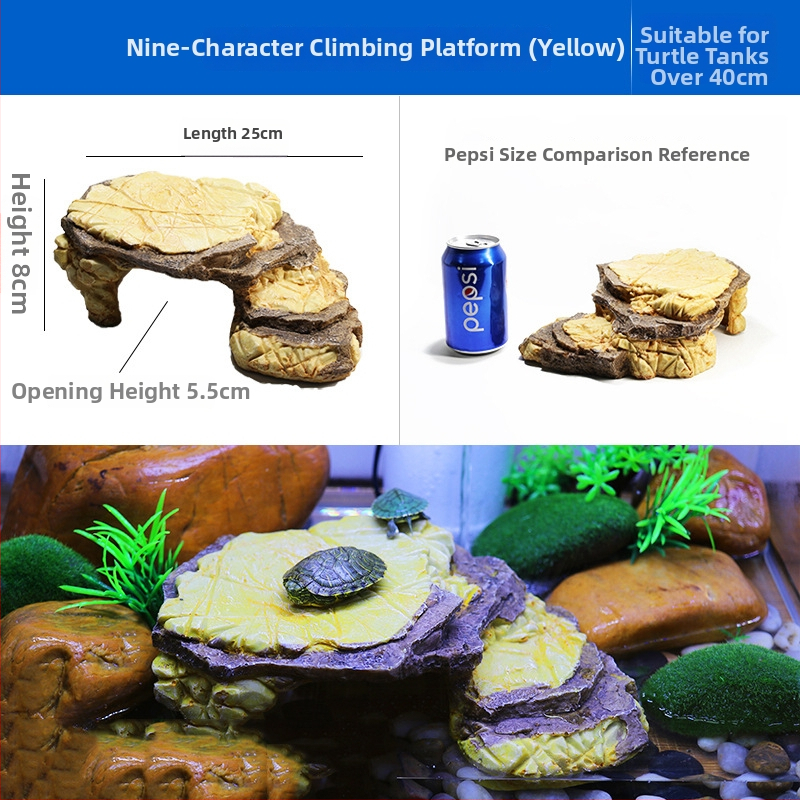 Platforma na slnenie želvy s plávajúcim ostrovom – živica, dekoratívny kameň pre akvárium, suchá krajina, zlepšenie priestorového vnímania