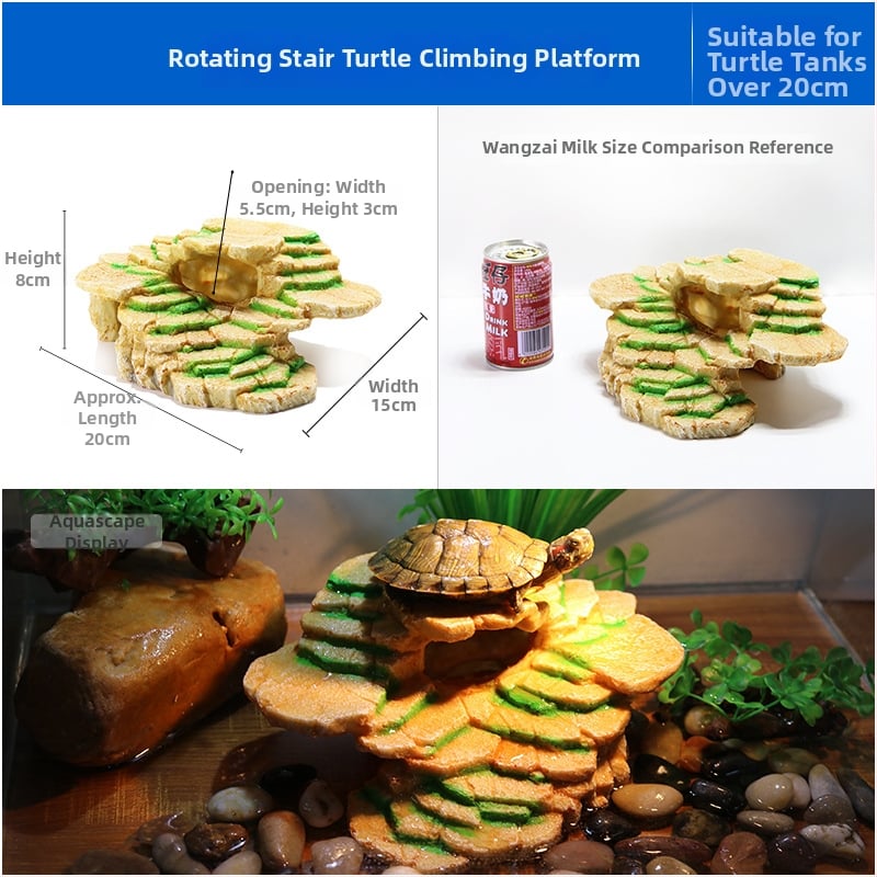 Platforma na slnenie želvy s plávajúcim ostrovom – živica, dekoratívny kameň pre akvárium, suchá krajina, zlepšenie priestorového vnímania