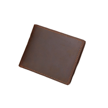 Muški novčanik od prave kože - prvi sloj teleće kože, 2 kopče za novac, gradski minimalistički stil, podstava od poliestera-pamuka