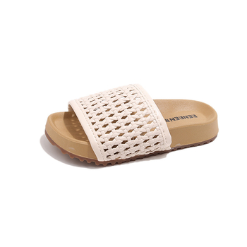 Dječje sandale s otvorenim prstom, pletene, gornji dio od umjetne kože, TPR potplat, unisex, protuklizne