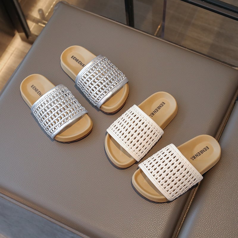 Dječje sandale s otvorenim prstom, pletene, gornji dio od umjetne kože, TPR potplat, unisex, protuklizne