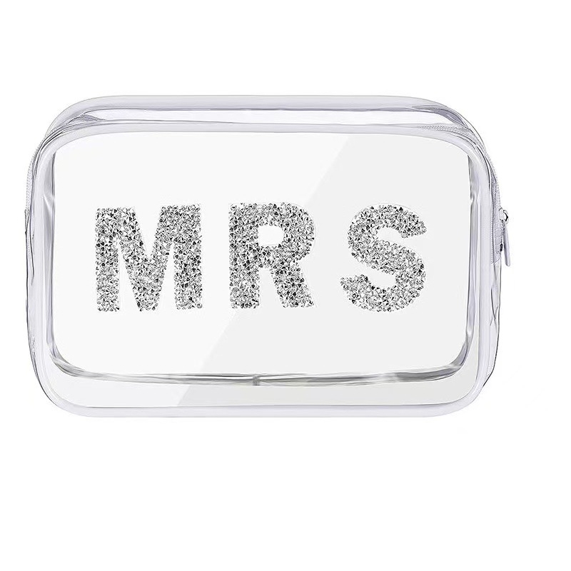 Geantă transparentă pentru cosmetice din PVC, cu model litere, pentru depozitare casnică, gender neutru, primăvara 2024