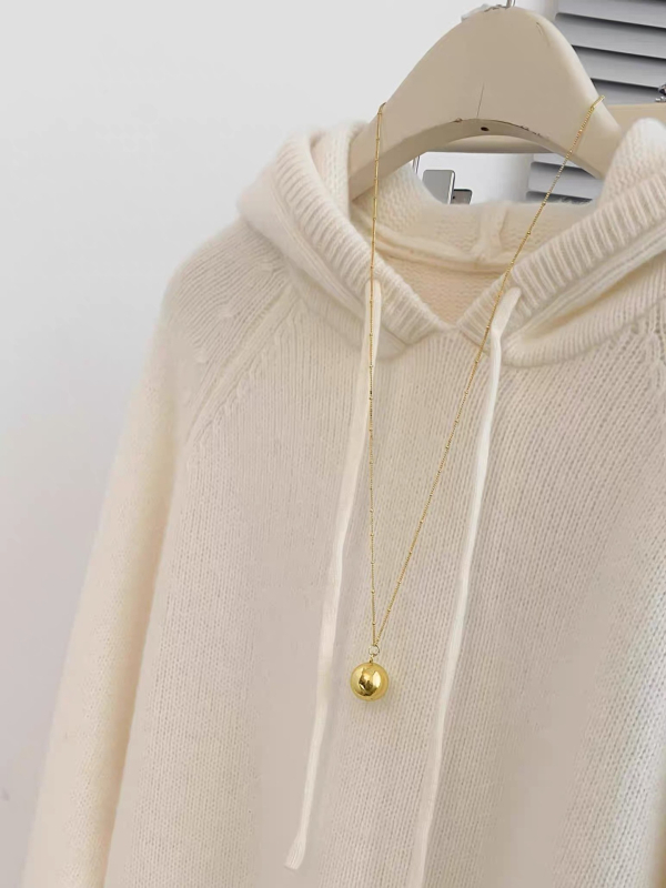 Пуловер с качулка от вълна за жени – 95%+ вълна, дълги ръкави, елегантен градски стил