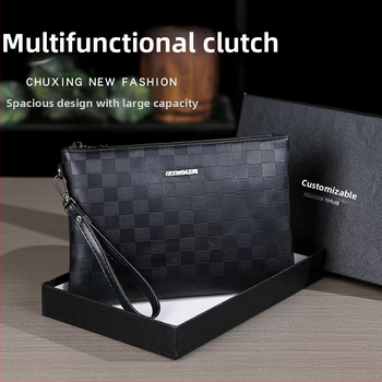 Muška PU clutch torba, prugast uzorak, otporna na habanje, za rekreacijska putovanja, proljeće 2023