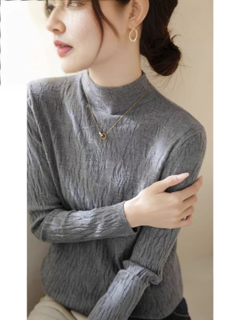 Pulover din viscoză pentru femei, guler rotund, mâneci lungi, toamna 2024, conținut 80–90% viscoză, stil de navetă zilnică