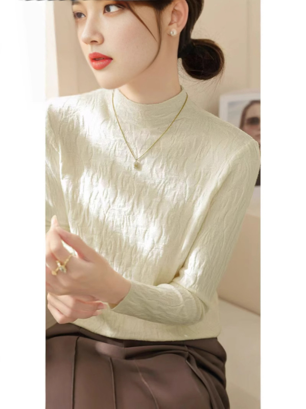 Pulover din viscoză pentru femei, guler rotund, mâneci lungi, toamna 2024, conținut 80–90% viscoză, stil de navetă zilnică