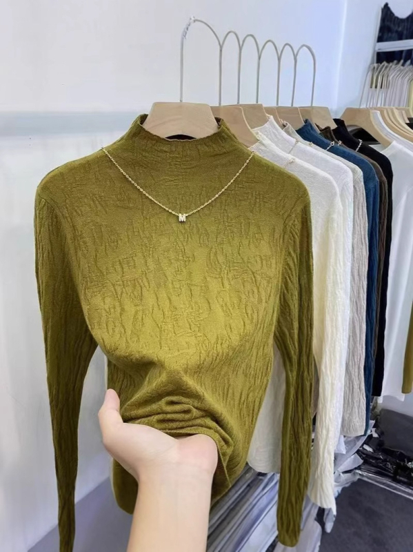 Pulover din viscoză pentru femei, guler rotund, mâneci lungi, toamna 2024, conținut 80–90% viscoză, stil de navetă zilnică