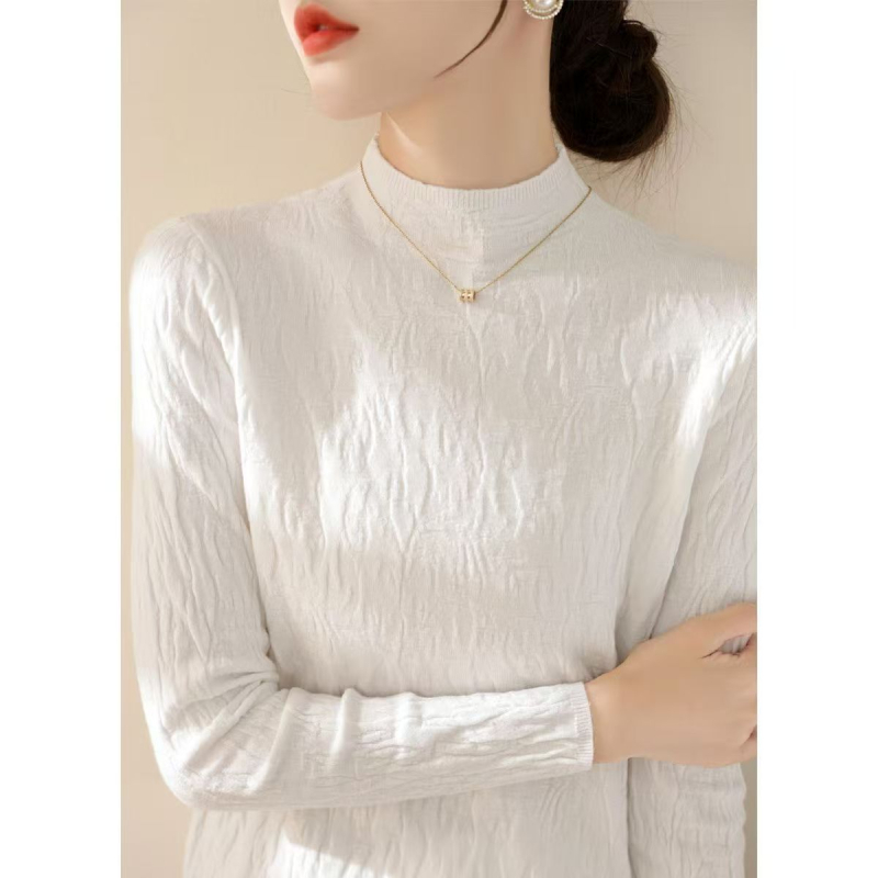Pulover din viscoză pentru femei, guler rotund, mâneci lungi, toamna 2024, conținut 80–90% viscoză, stil de navetă zilnică