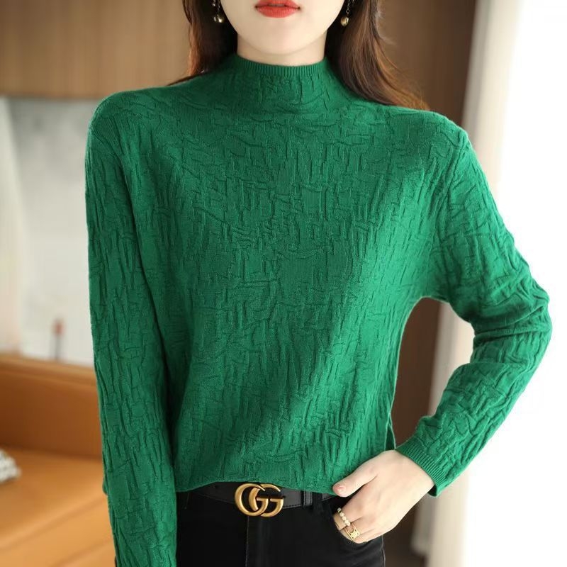 Pulover din viscoză pentru femei, guler rotund, mâneci lungi, toamna 2024, conținut 80–90% viscoză, stil de navetă zilnică