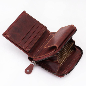 Muški tri-fold novčanik od prvokvalitete kože, velika kapaciteta, zip zatvarač, RFID zaštita