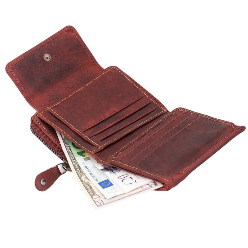 Muški tri-fold novčanik od prvokvalitete kože, velika kapaciteta, zip zatvarač, RFID zaštita