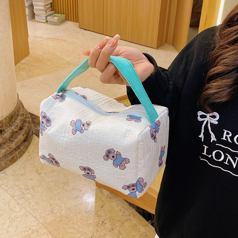 Kozmetikai neszesszer kölyökkutyás mintával, koreai stílus, ultra-light anyag, textil bélés, mindennapi használatra