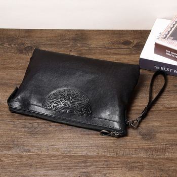 Muška clutch torba, stil putovanja u slobodno vrijeme, od prave kože, ultra lagana, podstava od prave kože