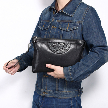 Muška clutch torba, stil putovanja u slobodno vrijeme, od prave kože, ultra lagana, podstava od prave kože