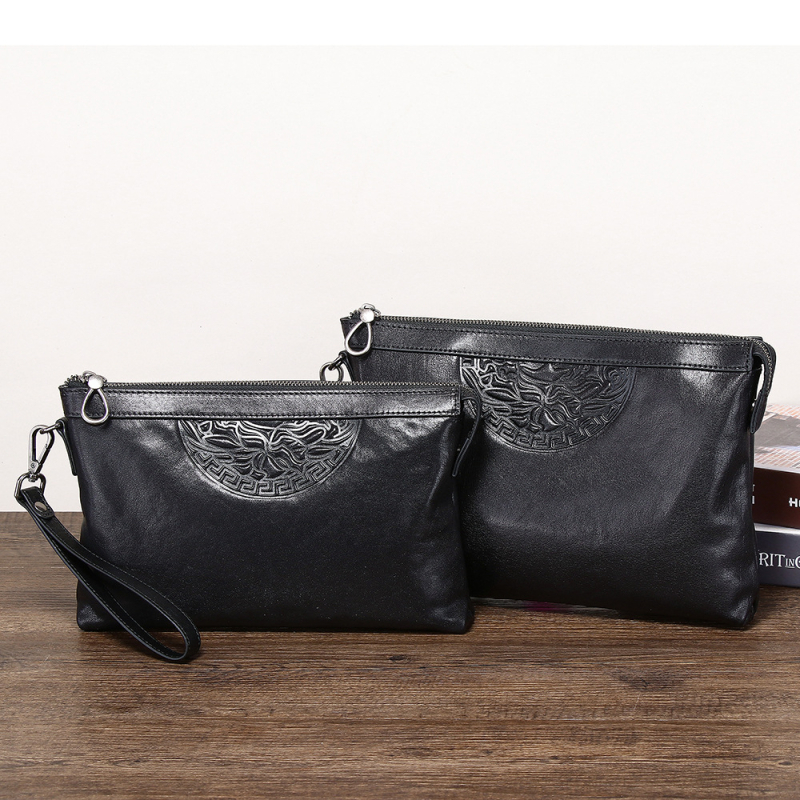 Muška clutch torba, stil putovanja u slobodno vrijeme, od prave kože, ultra lagana, podstava od prave kože