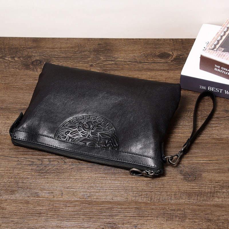 Muška clutch torba, stil putovanja u slobodno vrijeme, od prave kože, ultra lagana, podstava od prave kože