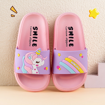 Flip-flops copii Unicorn – model desen animat, PVC partea superioară și talpa PVC, antiderapante, vară, vârsta 13-16 ani