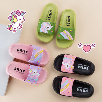 Flip-flops copii Unicorn – model desen animat, PVC partea superioară și talpa PVC, antiderapante, vară, vârsta 13-16 ani
