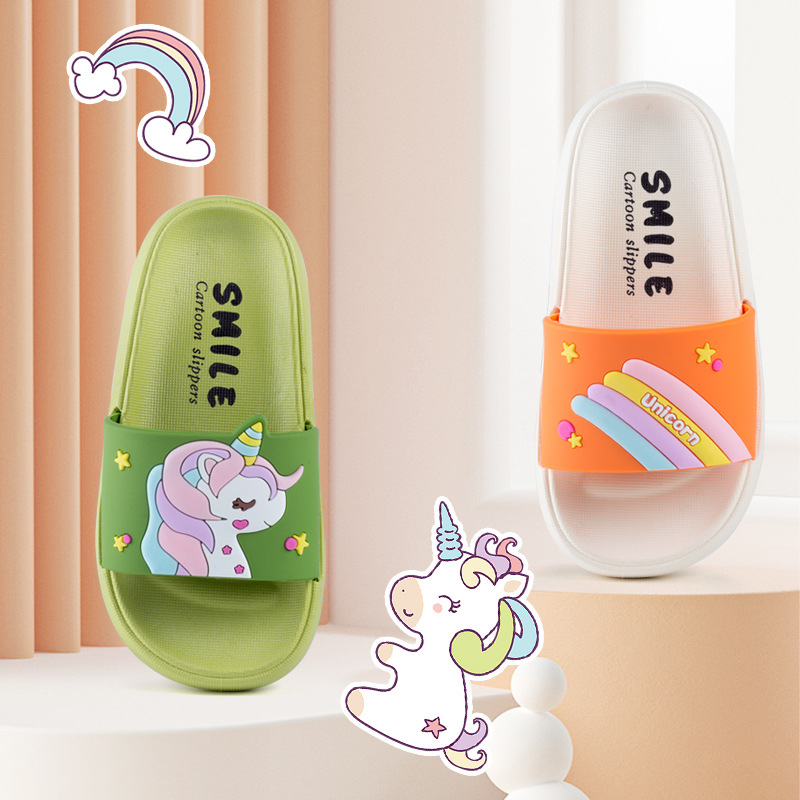Flip-flops copii Unicorn – model desen animat, PVC partea superioară și talpa PVC, antiderapante, vară, vârsta 13-16 ani