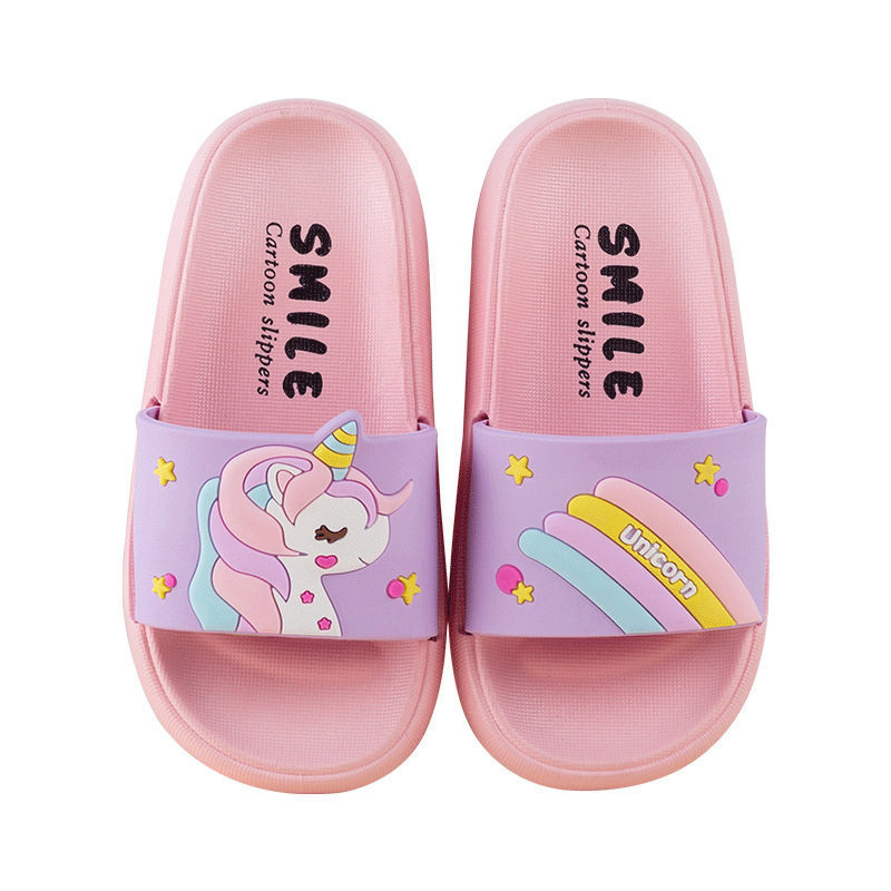 Flip-flops copii Unicorn – model desen animat, PVC partea superioară și talpa PVC, antiderapante, vară, vârsta 13-16 ani