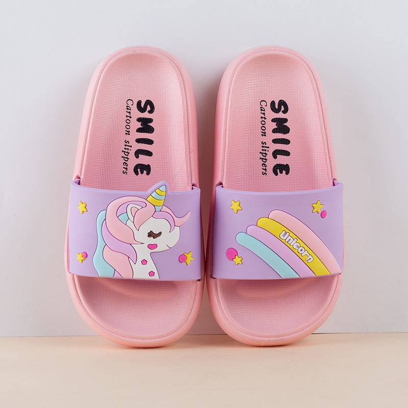 Flip-flops copii Unicorn – model desen animat, PVC partea superioară și talpa PVC, antiderapante, vară, vârsta 13-16 ani