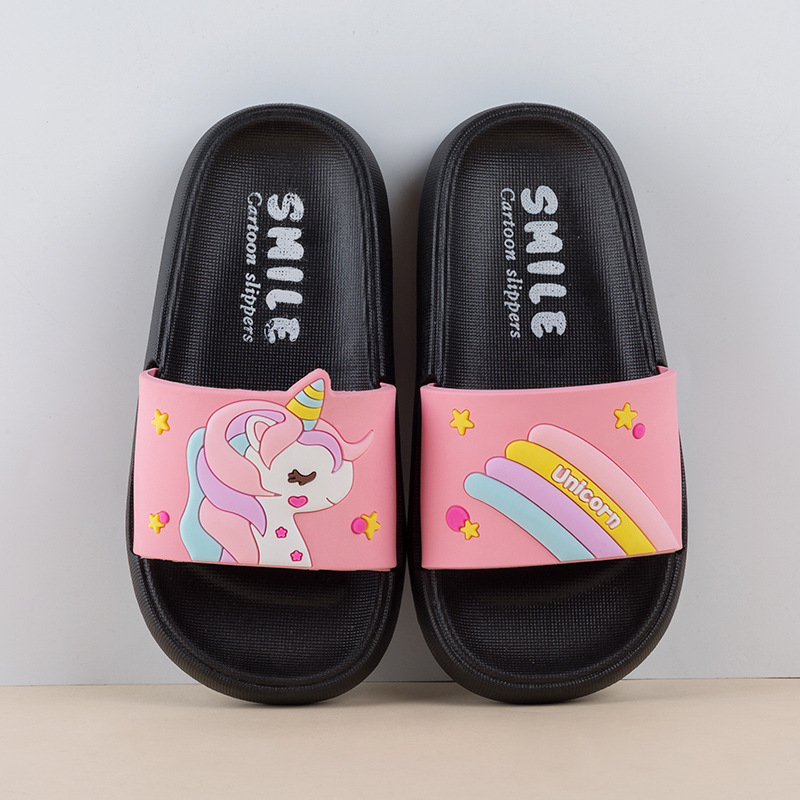 Flip-flops copii Unicorn – model desen animat, PVC partea superioară și talpa PVC, antiderapante, vară, vârsta 13-16 ani