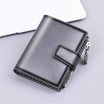 Portofel vertical pentru bărbați | PU, 3 pliuri, design Short Wallet, ultraușor, stil urban minimalist | Jolizeon
